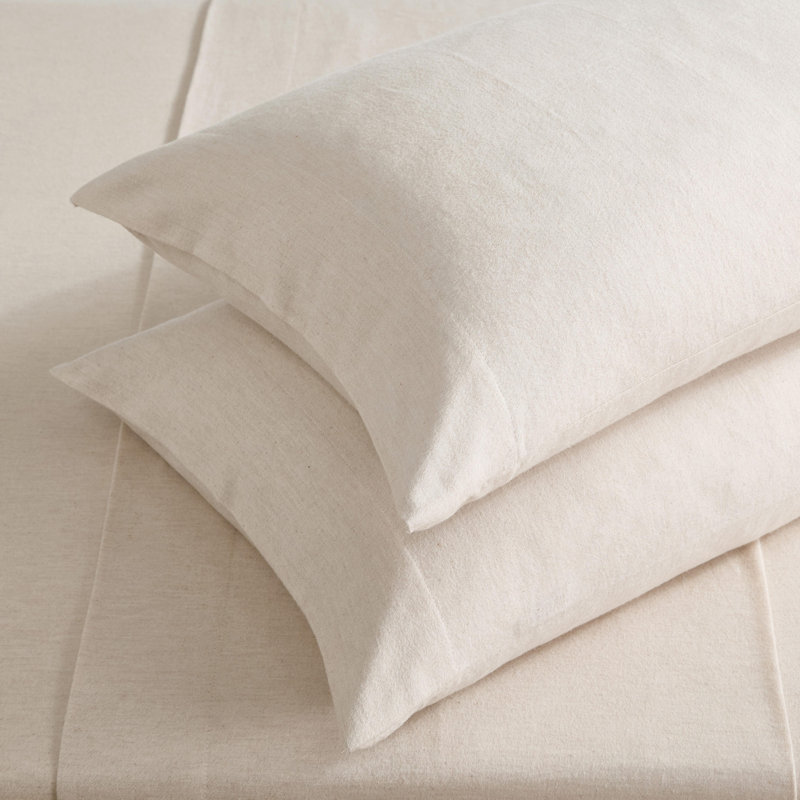 Ensemble de draps en flanelle de coton chiné moderne Calvin Klein, Grand lit, Beige