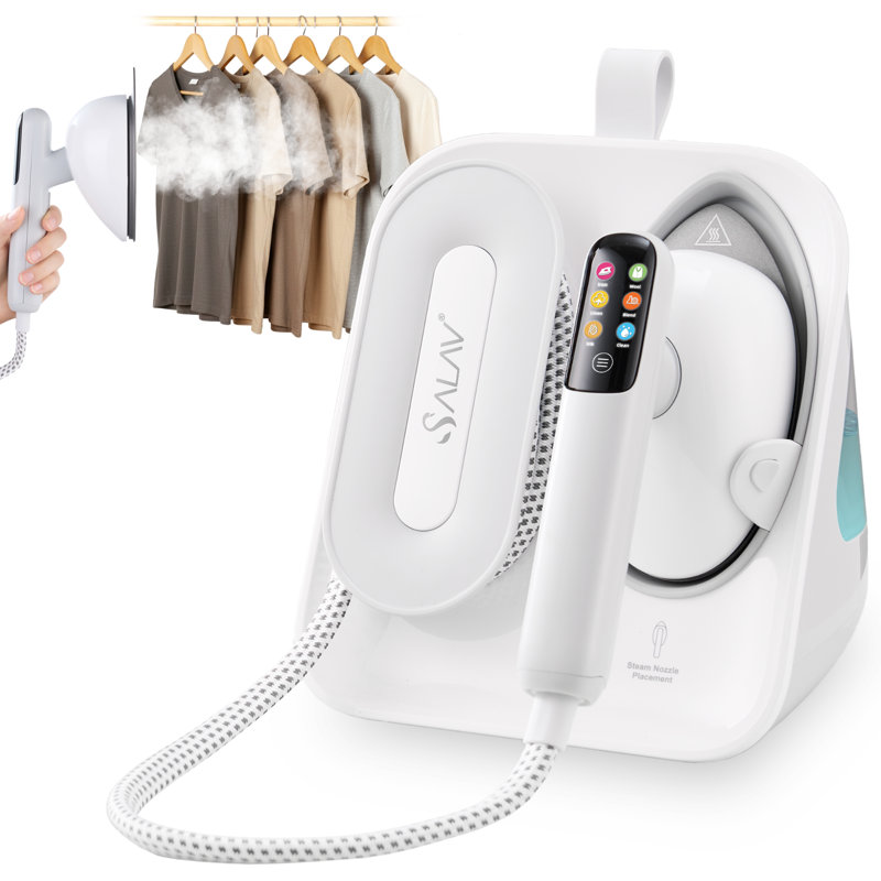 Salav Deluxe Duopress Steam Station With Custom Steam Levels, Digital Display  And Dry Iron Mode, White