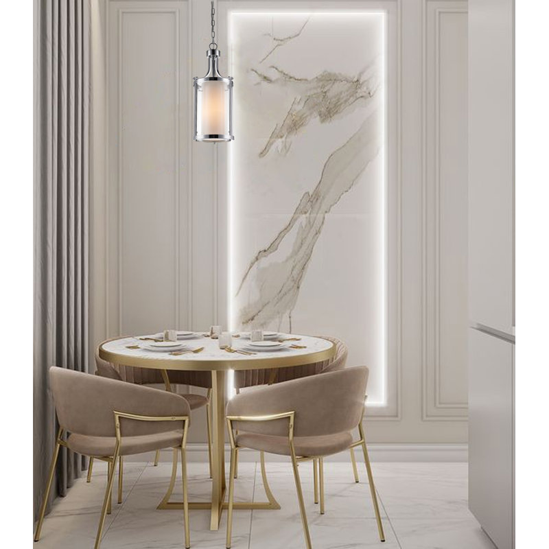 Luminaire suspendu cylindrique en verre 1 lumière Transitional, H 22,75 po x l 10 po x P 10 po