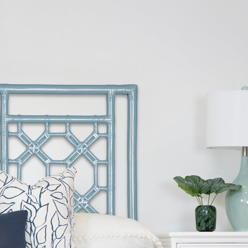Rattan Open-Frame Headboard, King, Pool Blue