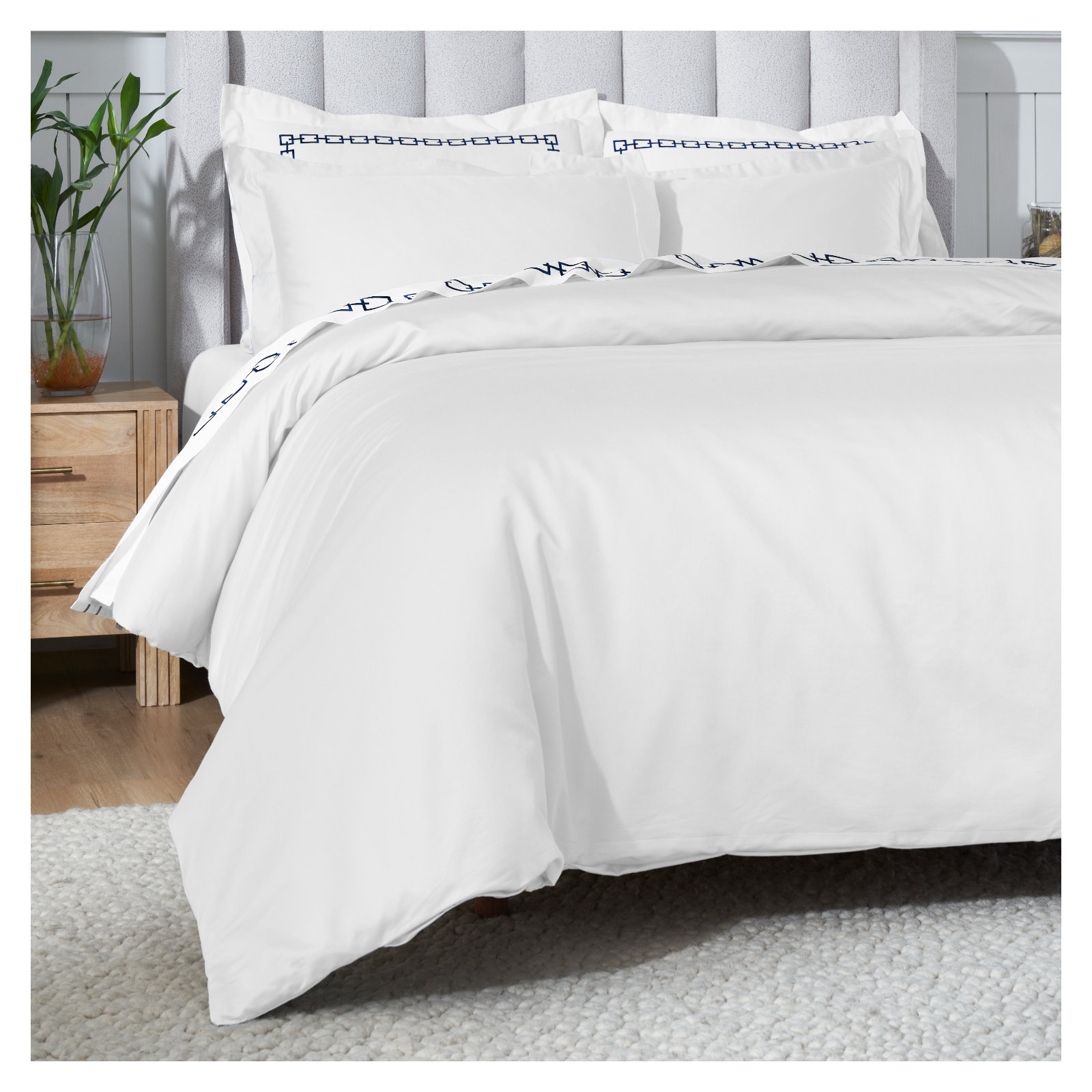 Duvet Cover Set, White, King/California King Duvet Cover + 2 King Shams