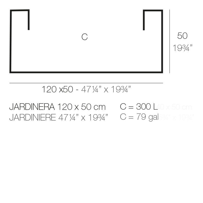 Jardiniere Resin Planter Box, Ecru, 19.75" H x 47.25" W x 19.75" D