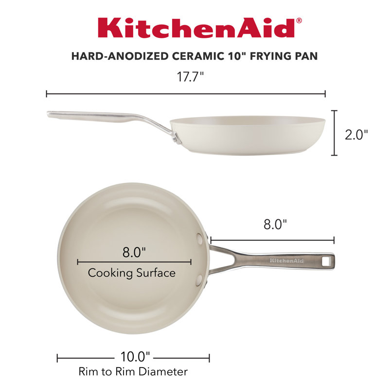 Kitchenaid Hard Anodized Ceramic Nonstick Frying Pan / Skillet, 10 Inch, Porcelain White, 10"