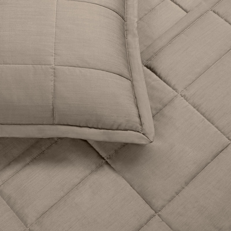 Ensemble de couvre-lit Slub Tencel, Couvre-lit de très grande taille et 2 taies déco, Café au lait