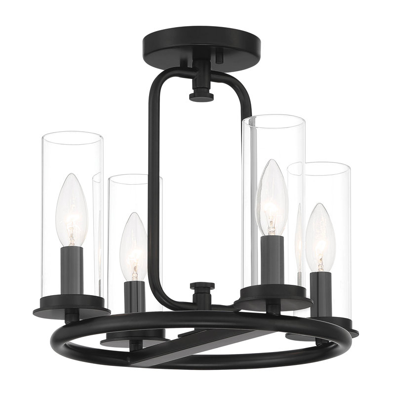 4 - Light Candle Style Pendant, Matte Black