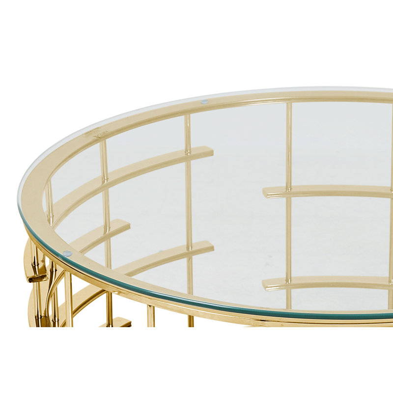 Coffee table 90cm, Gold, Transparent
