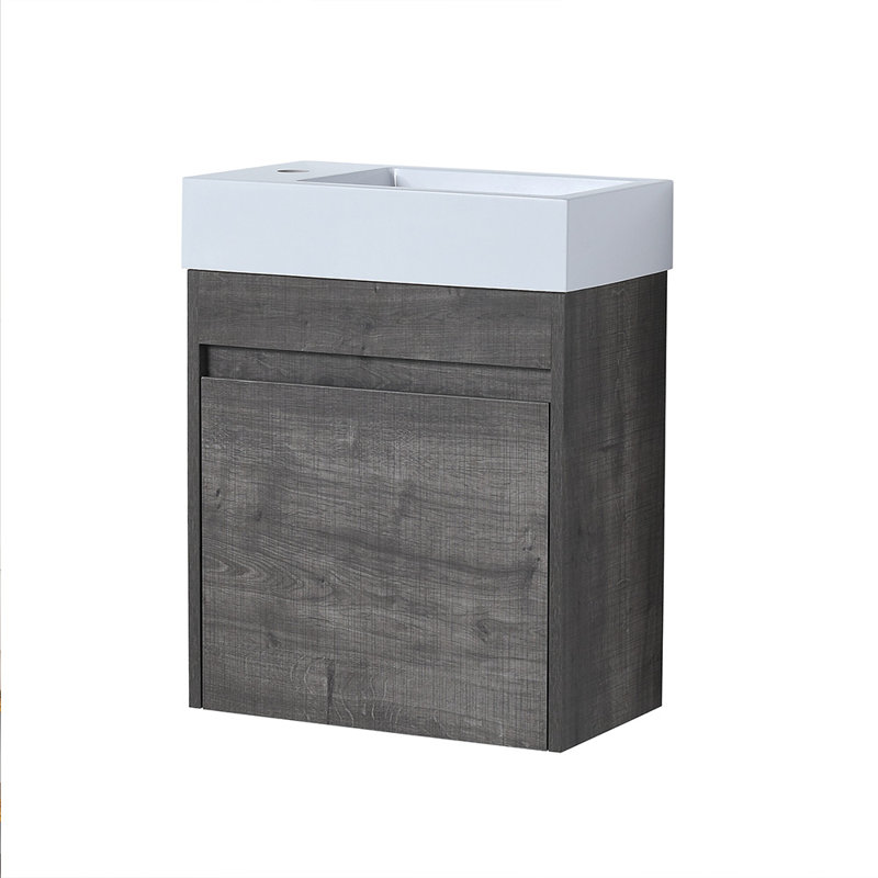 Coleten 18.1 " W Free Standing Wall Mounted 1 Single Vanity Bathroom Vanity With Resin Top, Gray