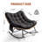 Patikuin Reinforced Steel Patio Rocking Chair, Weather-Resistant Rattan with UV-Proof Cushion, 450 Lbs Capacity, Yellow Rattan & Black Cushion, Outdoor/Indoor Rocker for Porch, Garden, Living Room-200449861