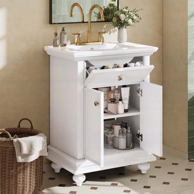 Meuble-lavabo élégant avec pieds tournés en boule