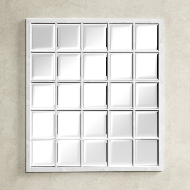 Manu Frameless Accent Mirror, Antiqued White