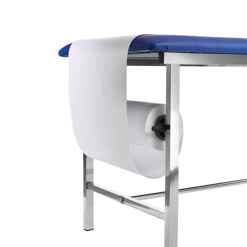 Blue Foam-Padded Adjustable Medical Exam Table with Steel Frame