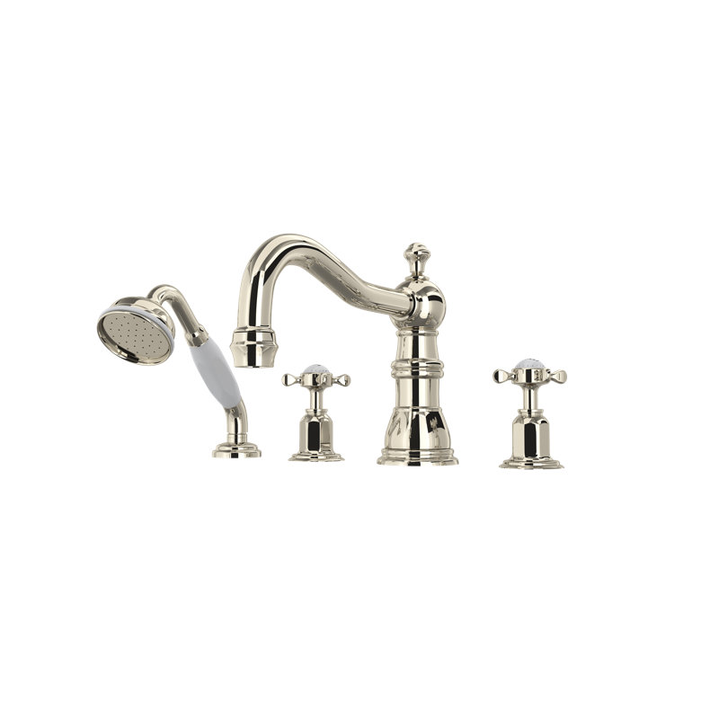 Edwardian™ Double Handle Deck Mounted Roman Tub Faucet, Polished Nickel