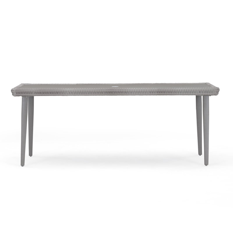 Castelli Rectangular Metal Outdoor Dining Table With Umbrella Hole , 78'' in. W 38'' in. D, Gray Frame/Gray Cushion
