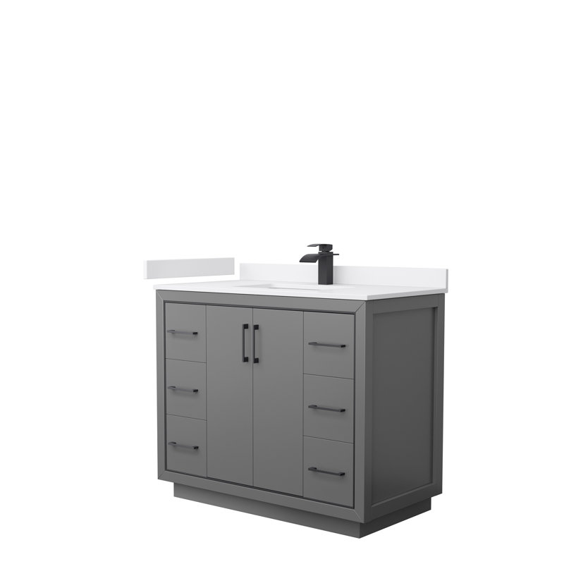 Icon 42'' W Single Vanity, Carrara, Dark Blue, Brushed Nickel