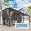 Lean-To Wall-Mounted Pergolas With Curtains And Netting-370915331