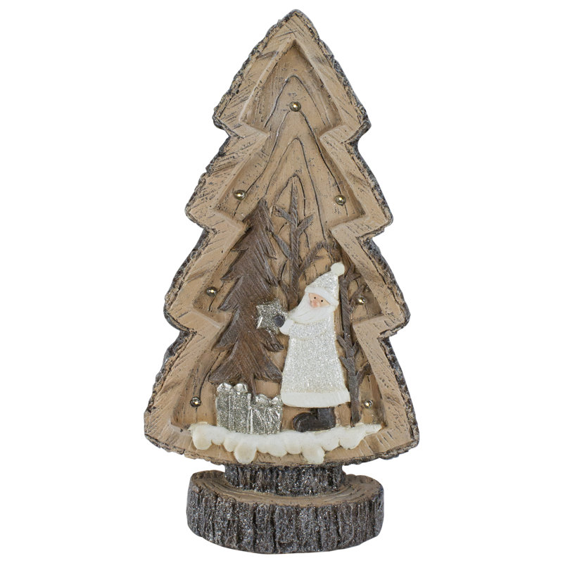 Arbre de Noël de table 20 po avec lumières scintillantes et rustiques avec scène d'hiver