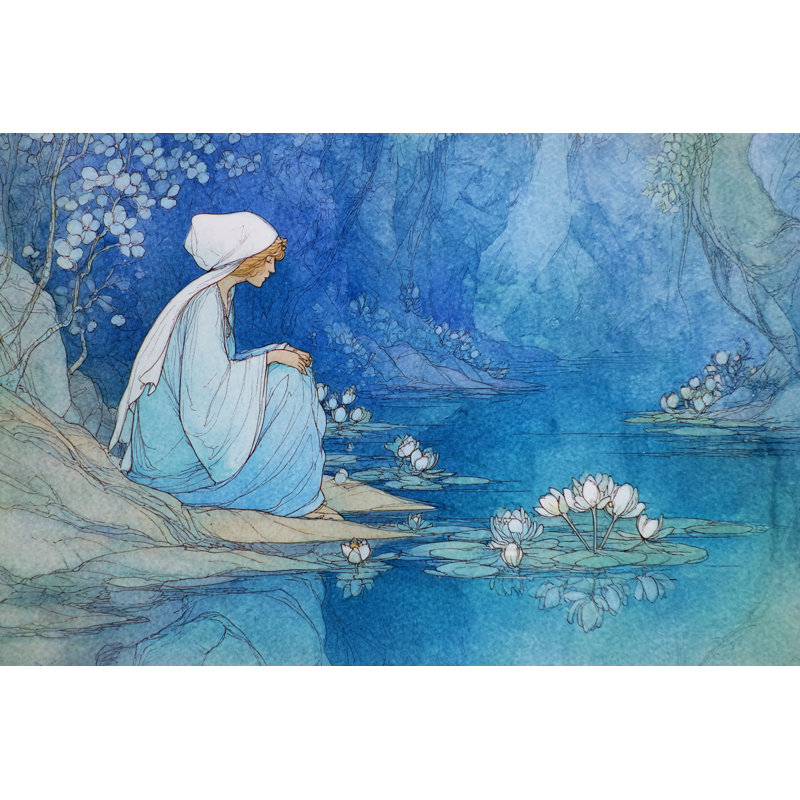 Art mural sur toile Lotus, 16"W x 12"H x 1"D