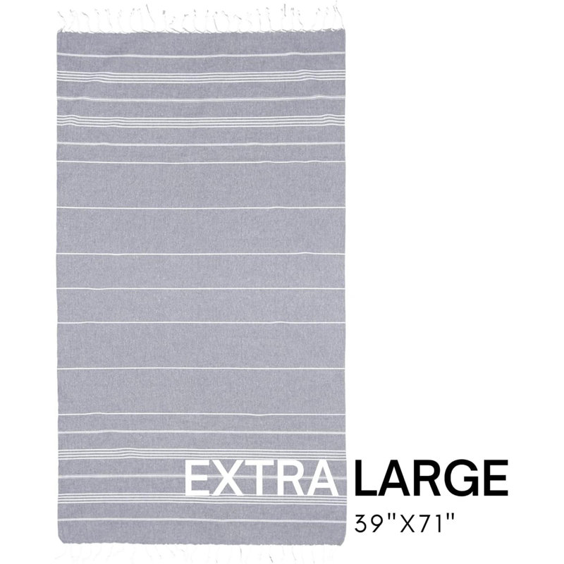 Serviette de plage turque en coton, Gris foncé