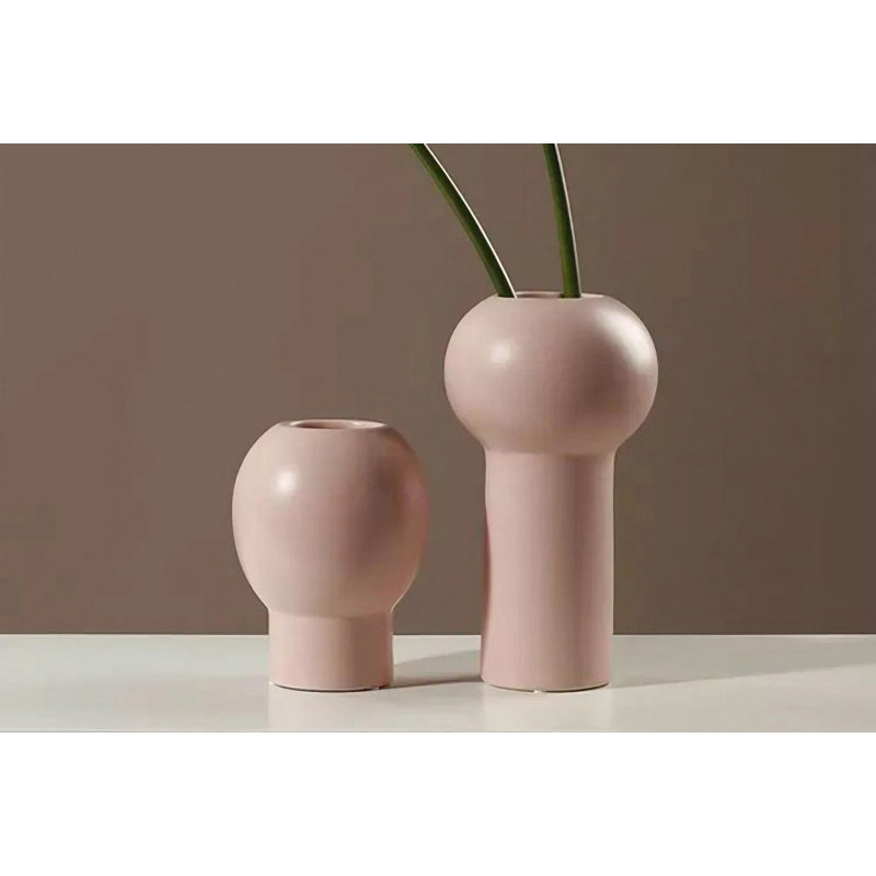 Cortazia Ceramic Table Vase, Cream, 13cm H x 16cm W x 11cm D