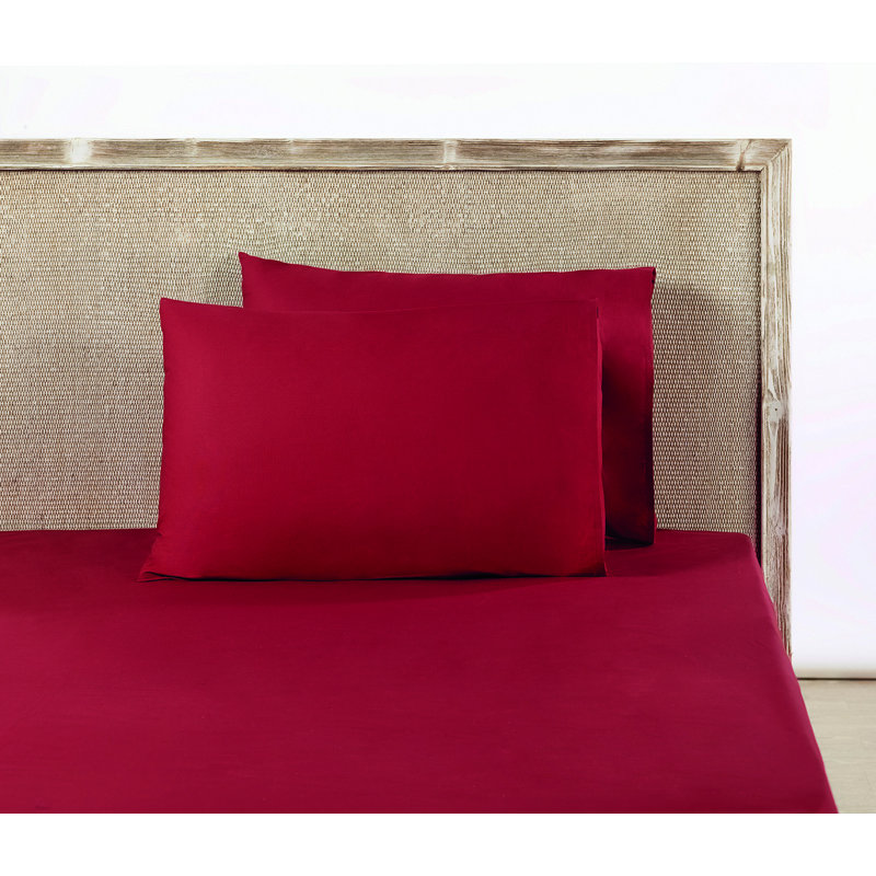 Ensemble de draps 100% coton double 200 fils, Rouge tuile