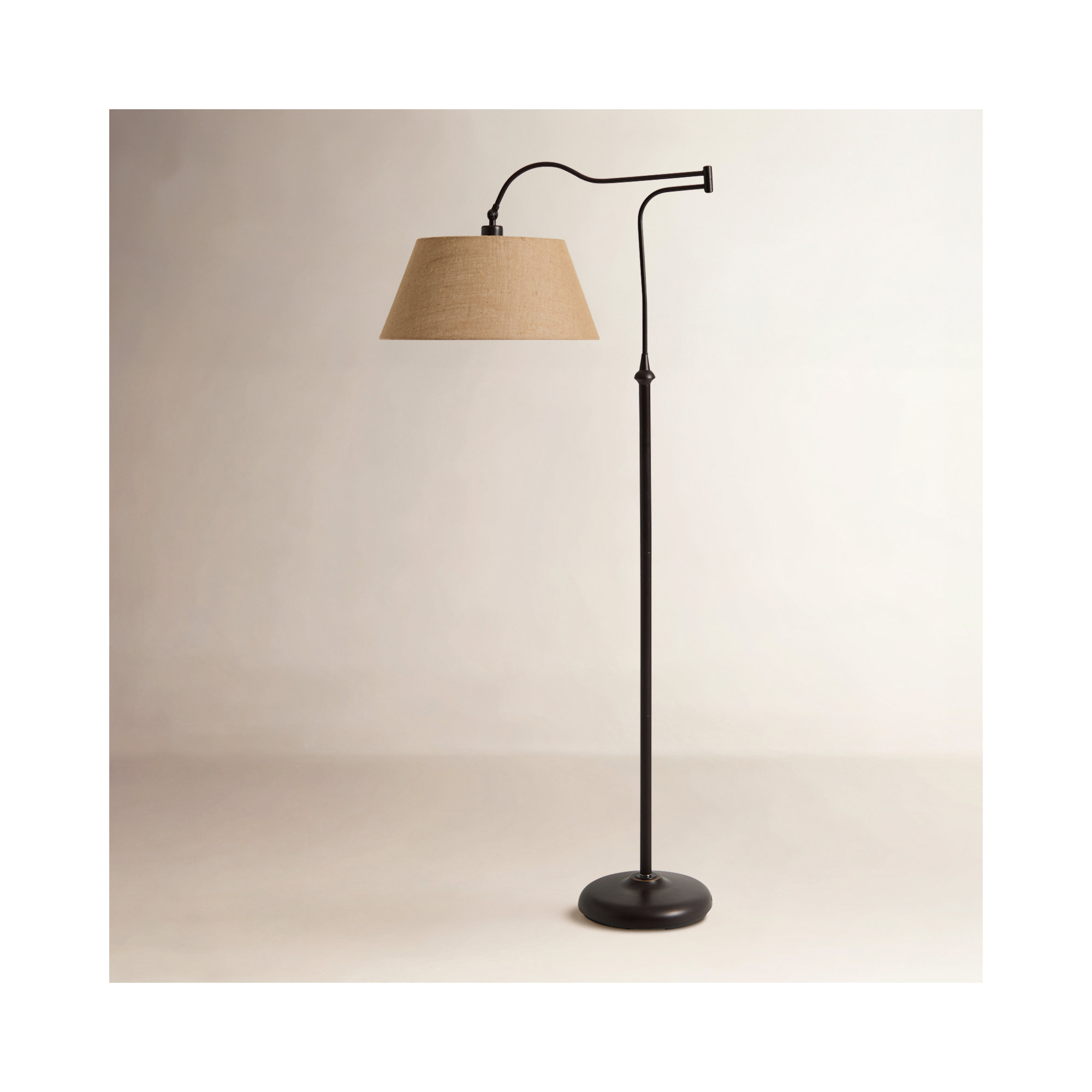 Theodora Dimmable Swing Arm Floor Lamp, Khaki, 61" H x 17" W x 29" D, Antique Bronze