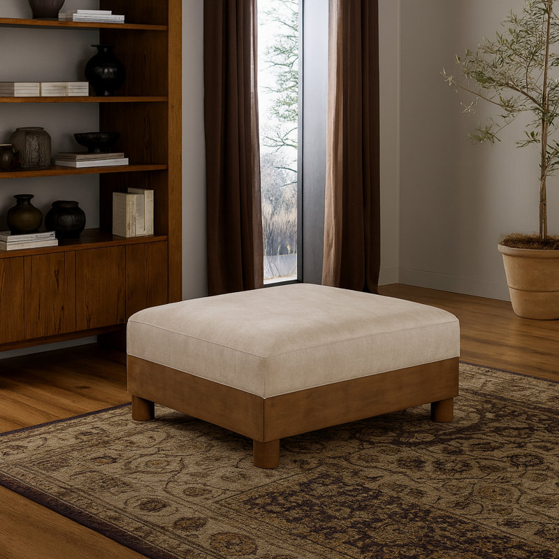 Repose-pieds modulaire en tissu Turin Chenille, Tissu chenille taupe, Brun