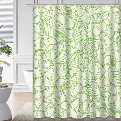 Rideau de douche imperméable à motif floral avec 12 crochets Doodle