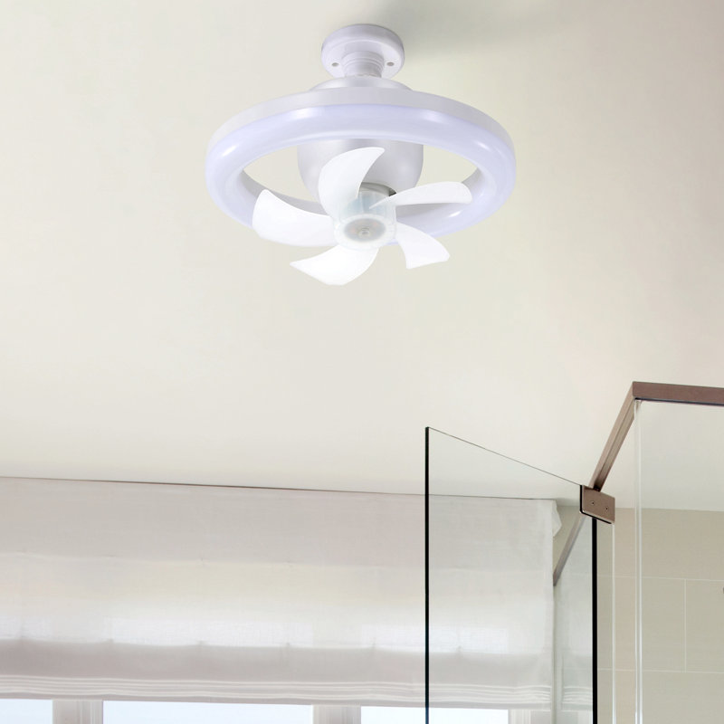 Ventilateur de plafond à douille avec lumière et télécommande 360 ° 3 couleurs et 3 vitesses de vent