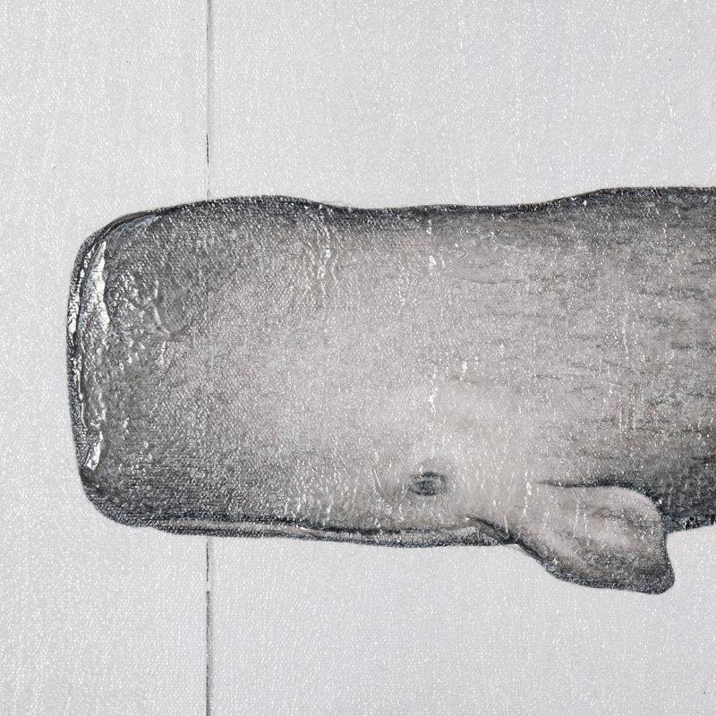 Toile texturée embellie à la main un cachalot, H 20 po x l 26 po