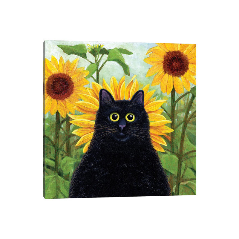 Dan De Lion With Sunflowers by Vicky Mount - Wrapped Canvas Painting, 66.04 cm H x 66.04 cm W x 1.91 cm D