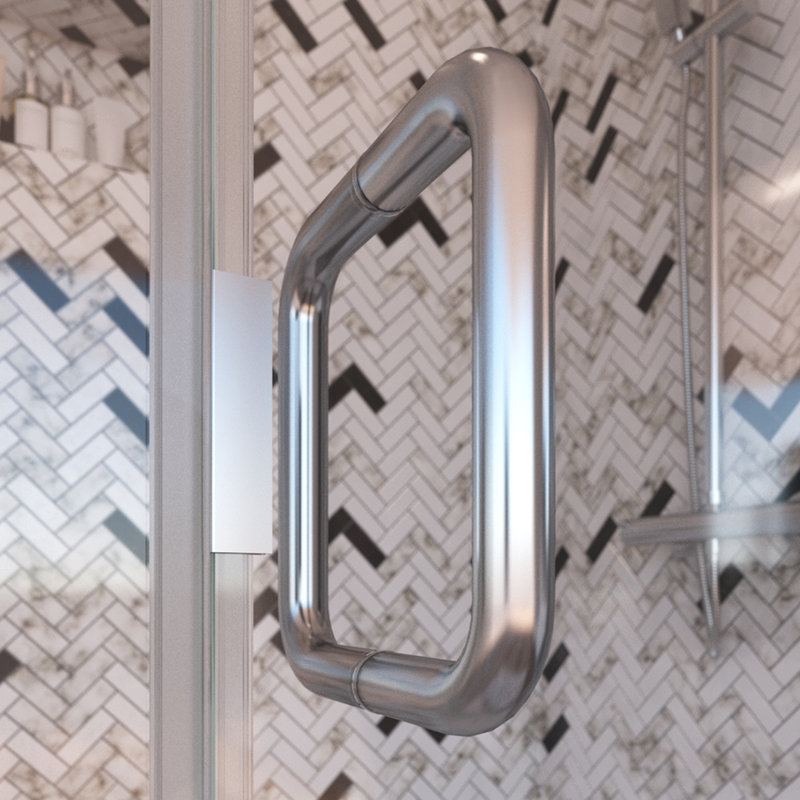 Distinctive Elite Chrome Semi-Frameless Hinged Shower Door with Clear Glass