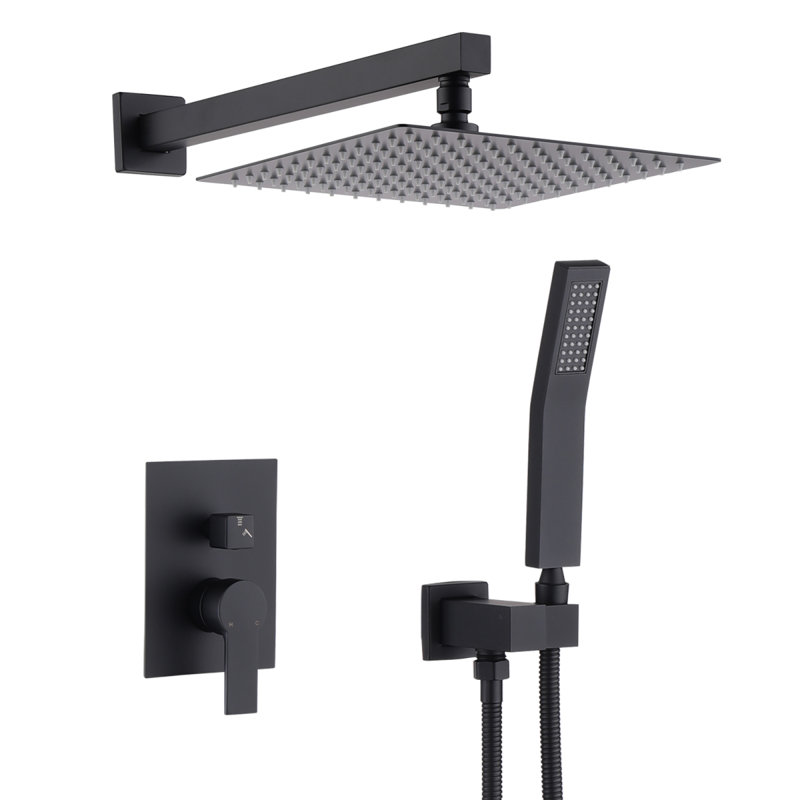12 Inch Ceiling Mount Brushed Nickel Shower System Bathroom Luxury Rain Mixer Shower Combo Set Ceiling Rainfall Shower Head System