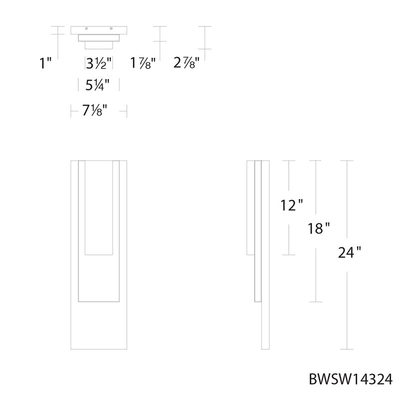 Vail LED Wall Light, 24" H x 7.13" W x 2.88" D, 14 W