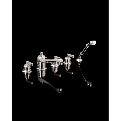 Manhattan 3 Handle Deck Mounted Roman Tub Faucet Trim with Handshower