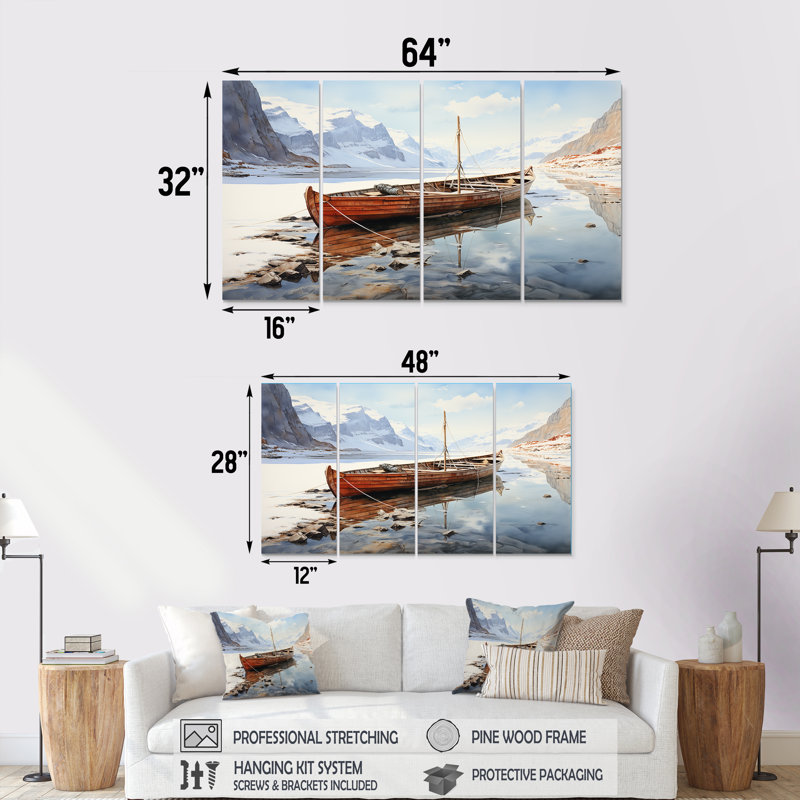 Ensemble de 4 décorations murales rouges et blanches «Tranquility III - Minimalisme», H 28 po x l 48 po