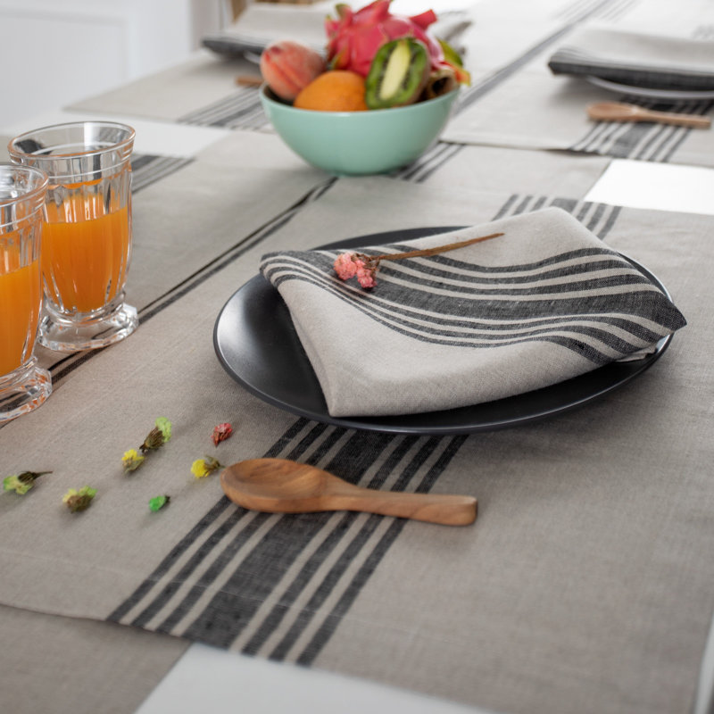 Chemin de table en lin D'Moksha Homes, Tapis de couloir 90 po, Farmhouse C