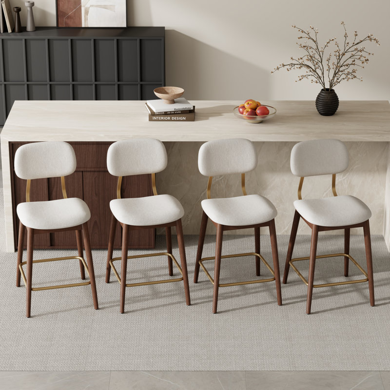 Ensemble de tabourets de bar à hauteur de comptoir, tabouret de comptoir rembourré avec structure en bois massif, Tissu, 4