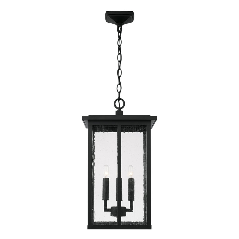4 - Light Outdoor Hanging Lantern, Black