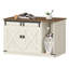 Enceinte de litière pour chat, meuble pour litière cachée avec cloche, maison de chats d'intérieur, style maison de campagne, 39,4 x 21,7 x 24,8 po pour le couloir, la chambre à coucher, brun rustique et blanc-453676183-449212670