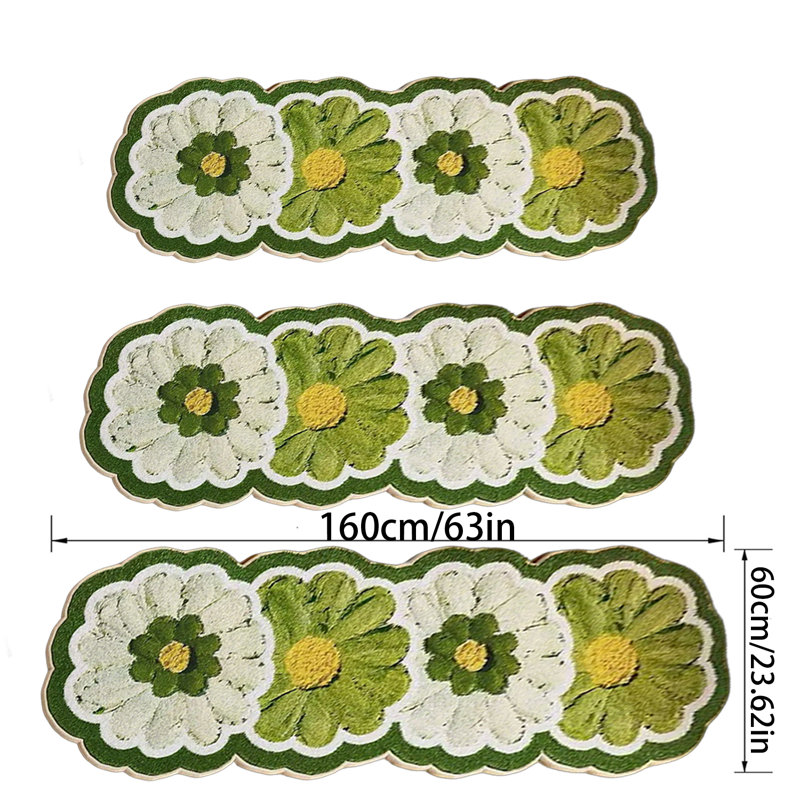 Tapis 23,62 * 63 pouces imitation cachemire, tapis de fleurs vertes, tapis de décoration intérieure, tapis de salon, décoration intérieure