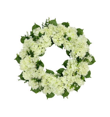 30" Artificial White Hydrangea Wreath