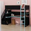 Lit mezzanine en bois avec escalier de rangement, bureau, tablettes et panneau perforé-1245853742-1245853740
