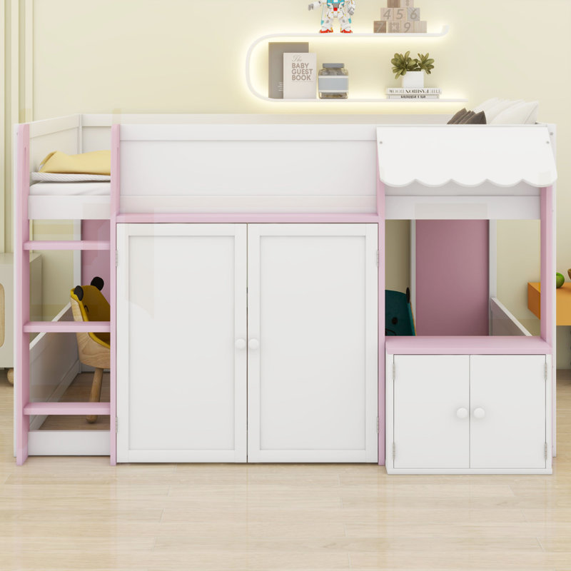 Lit mezzanine en bois avec rangement Playhouse