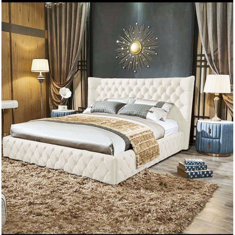 Buckingham Upholstered Ottoman Storage Bed, Double (4'6), White