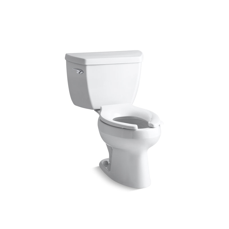 Wellworth 1.6 GPF Elongated Two-Piece Toilet Seat Not Included, White, Left-Hand