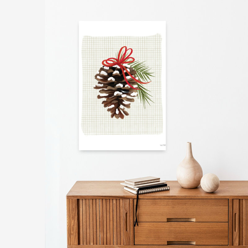 Simple, petite pomme de pin de Noël abstraite, art contemporain, nature, hiver, H 24 po x l 16 po