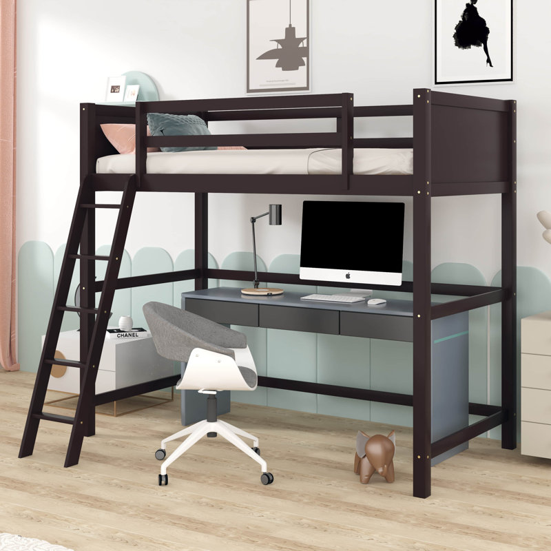 Ettorina Kids Twin Loft Bed, Espresso