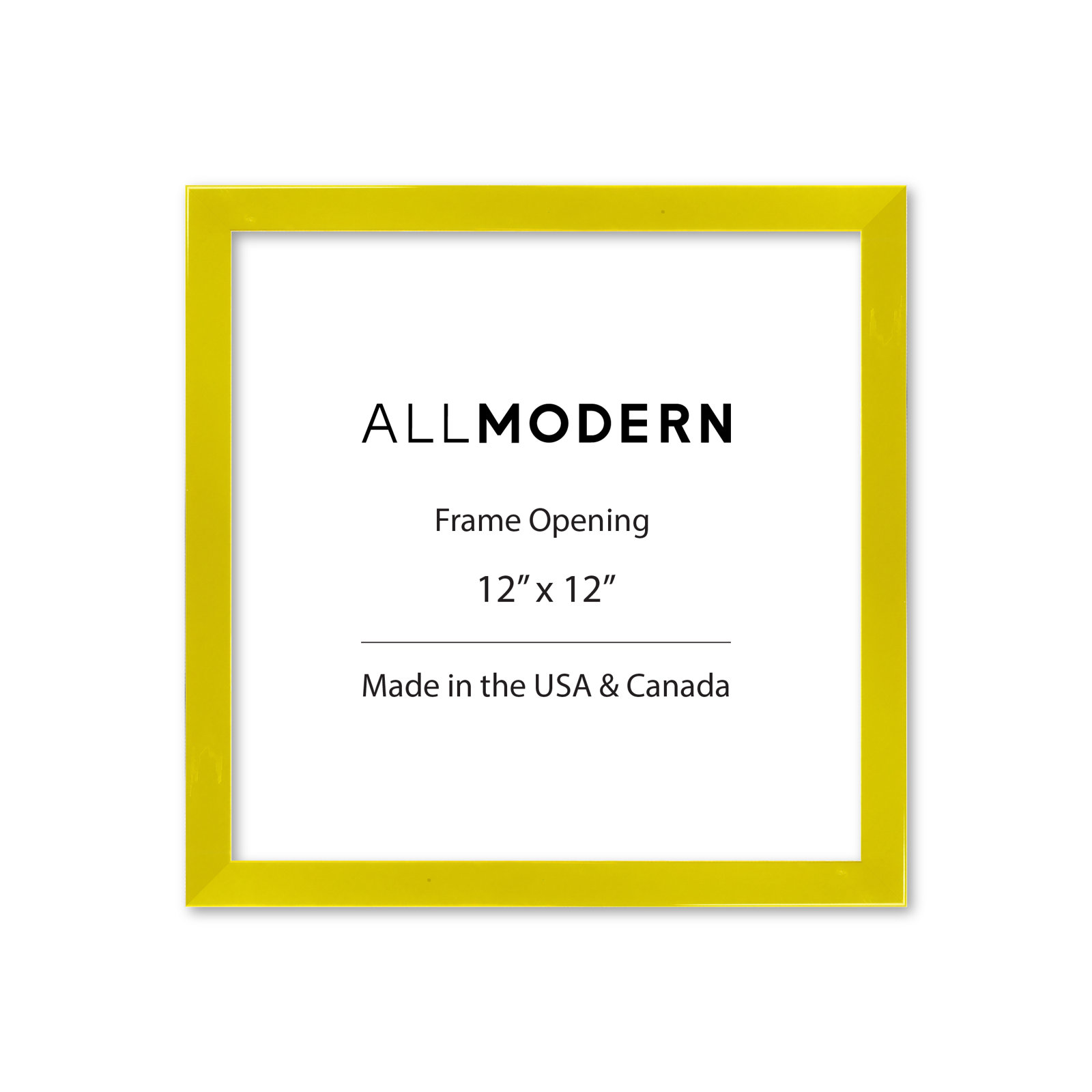 Benny Solid Wood Picture Frame, 12" x 12", Yellow, No Mat