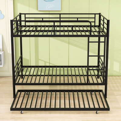 Full Over Full Metal Bunk Bed With Twin Size Trundle