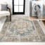 Keesha Bold Distressed Medallion Low-Pile Machine-Washable Blue/Cream Rug-589953016